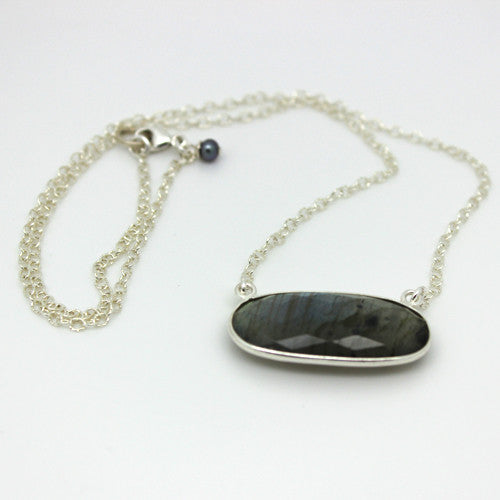 Oval Labradorite Necklace - Margie Edwards Jewelry Designs