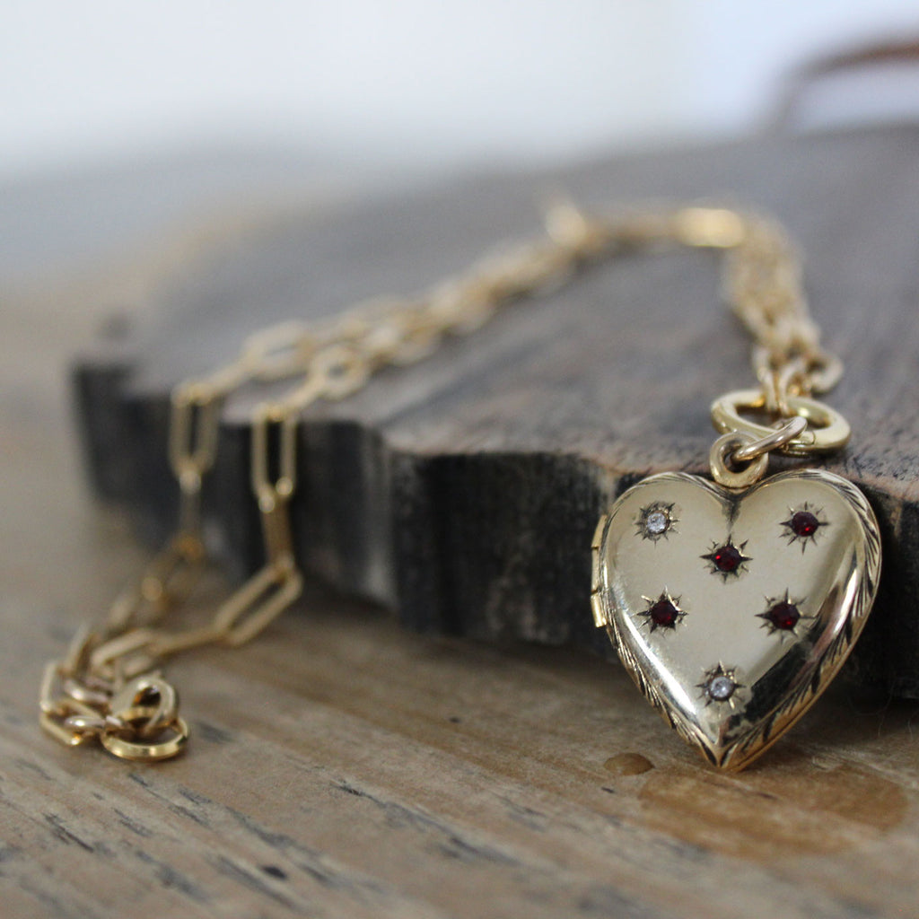 For Sale Vntage Gold Flled Heart Locket Necklace By W&H Antque