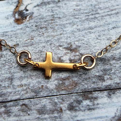 Small Gold Cross Necklace - Margie Edwards Jewelry Designs
