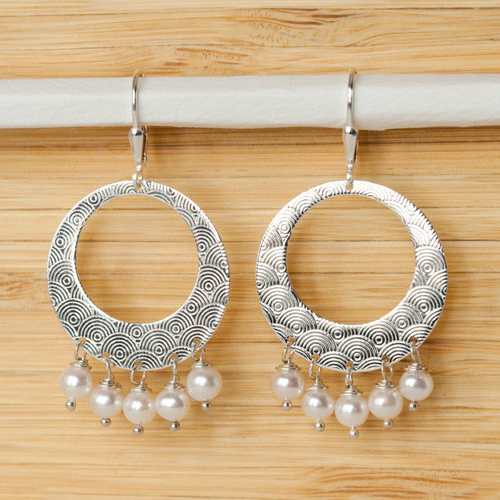 Large Hoop Pearl Earrings - Margie Edwards Jewelry Designs