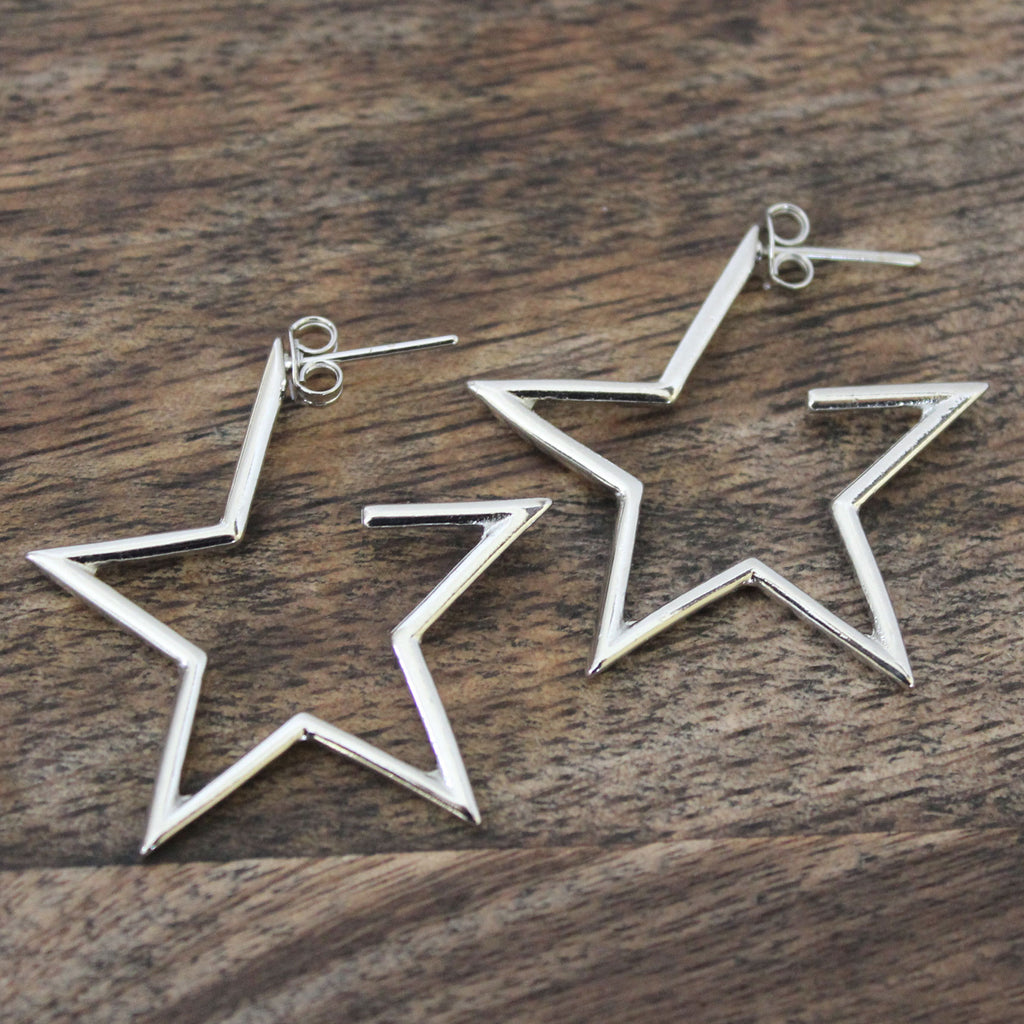 Sterling Silver North Star Hoops – by charlotte