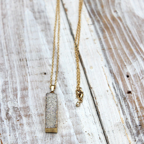 Long AB Druzy Necklace - Margie Edwards Jewelry Designs
